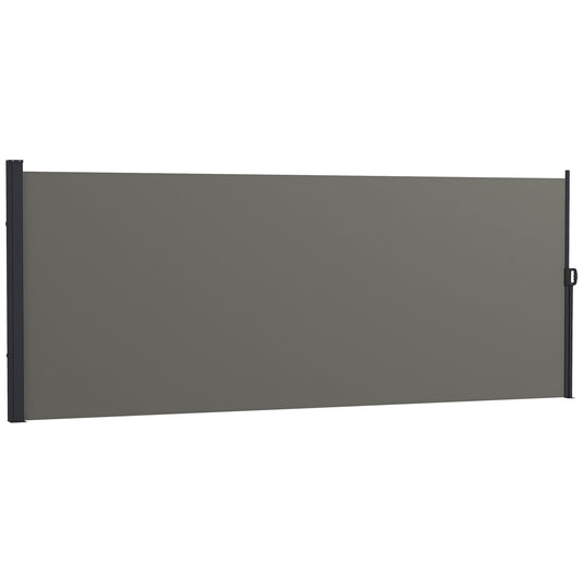 Outsunny Retractable Side Awning, Outdoor Privacy Screen for Garden, Hot Tub, Balcony, Terrace, Pool, 400 x 160cm, Dark Grey