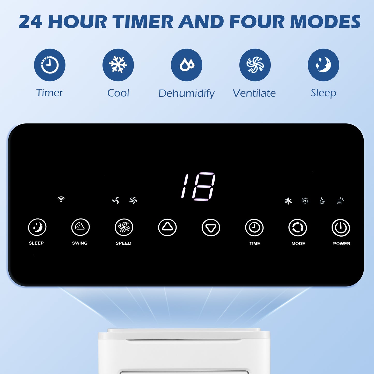 9,000 BTU Portable Air Conditioner, Smart Home WiFi Compatible, Dehumidifier Cooling Fan for Room up to 20m², with Remote, LED Display White