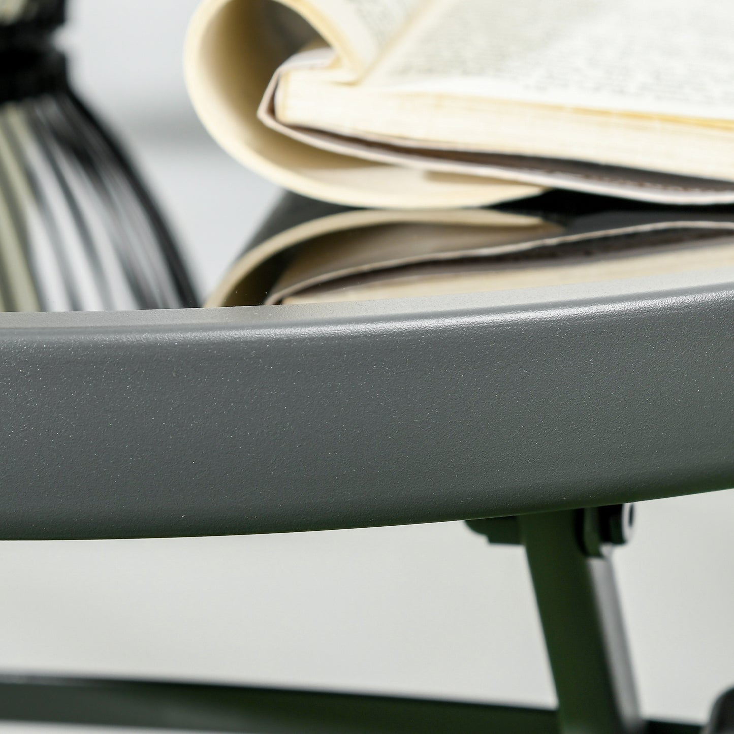 Outsunny 3 Pieces Garden Table and Chairs, Outdoor Bistro Set, Patio Conversation Furniture Set with Foldable Breathable Mesh Fabric Armchairs & Glass Top Coffee Table, Dark Grey