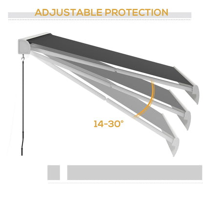 Outsunny 3 x 2.5m Electric Retractable Awning with Remote Controller, Aluminium Frame Sun Canopies for Patio Door Window
