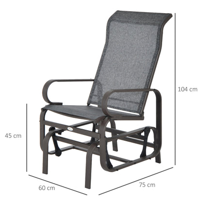 Outdoor Gliding Rocking Chair with Sturdy Metal Frame Garden Comfortable Swing Chair for Patio, Backyard and Poolside, Grey