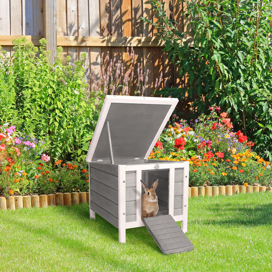 PawHut Wooden Rabbit Hutch Bunny Puppy Cage Guinea Pig Hutch, Rabbit Hideaway, Cat House, Pet Habitat Small Animals