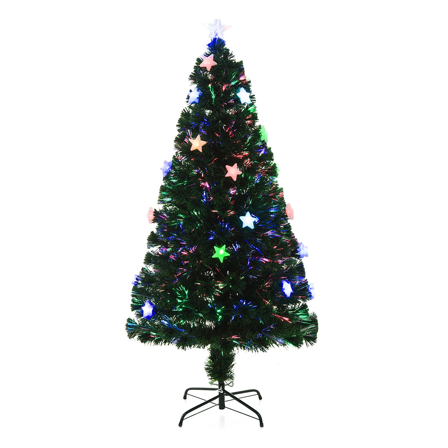 5ft 150cm Green Fibre Optic Artificial Christmas Tree With Stars