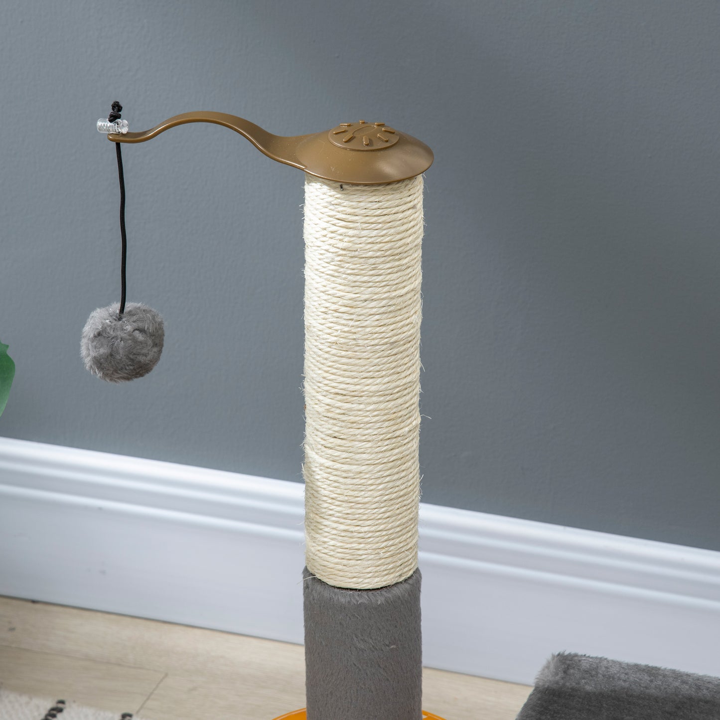 PawHut Cat Tree Tower Activity Center Climbing Stand Kitten House Furniture with Scratching Posts Toy and Perch 56cm Grey