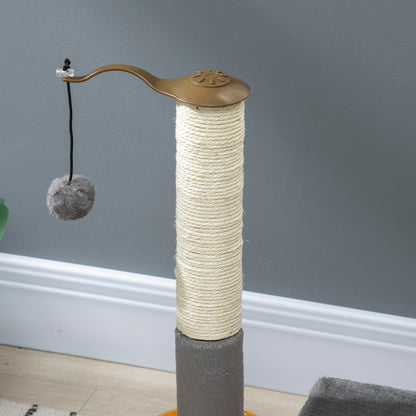 PawHut Cat Tree Tower Activity Center Climbing Stand Kitten House Furniture with Scratching Posts Toy and Perch 56cm Grey