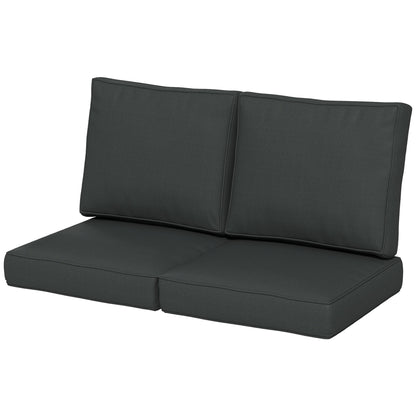 Outsunny 3-Piece Back and Seat Cushion Pillows Replacement, Patio Chair Cushions Set for Indoor Outdoor, Charcoal Grey