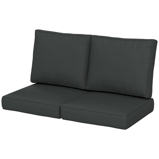 Outsunny 3-Piece Back and Seat Cushion Pillows Replacement, Patio Chair Cushions Set for Indoor Outdoor, Charcoal Grey