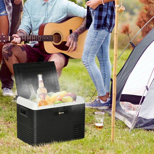 Outsunny 40L Car Refrigerator, Portable Compressor Car Fridge Freezer, Electric Cooler Box with 12/24V DC and 110-240V AC, Down to -20℃