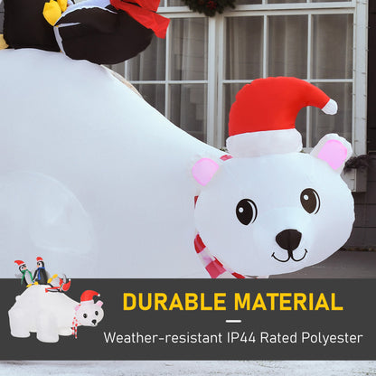 5ft Outdoor Christmas Inflatable With LED Light, Lighted Blow Up Polar Bear With Three Penguins, Giant Yard Party Decoration For Garden Lawn