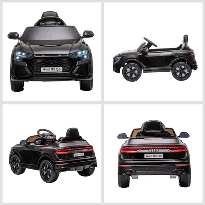 Compatible 6V Battery-powered Kids Electric Ride On Car Audi RS Q8 Toy with Parental Remote Control Music Lights USB MP3 Bluetooth Black