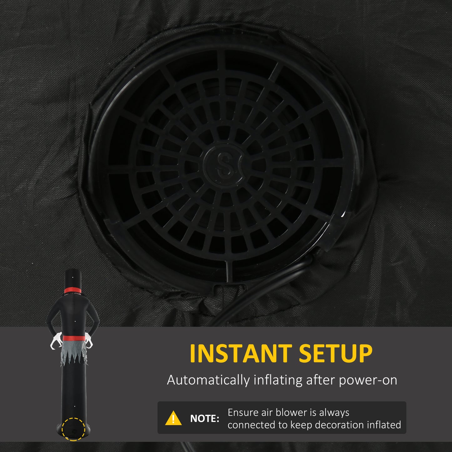 Outsunny 10ft Inflatable Halloween Skinny Ghost in a Tall Hat, Blow-Up Outdoor LED Display