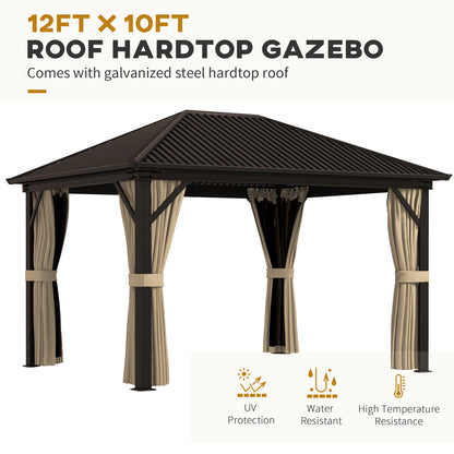 Outsunny 3.6 x 3m Aluminium Frame Hardtop Gazebo With  Accessories