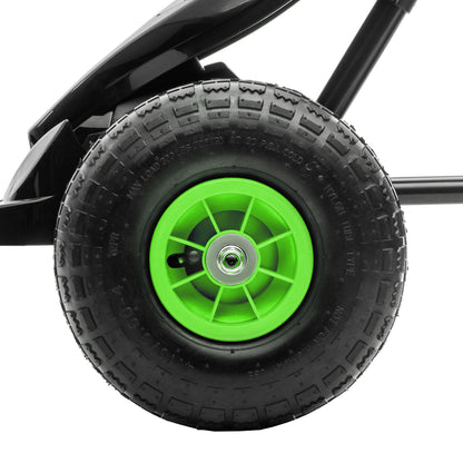 Children's Pedal Go Kart, Racing Go Cart with Adjustable Seat, Inflatable Tyre's, Shock Absorb, Handbrake, for Boys and Girls Ages 5-12, Green