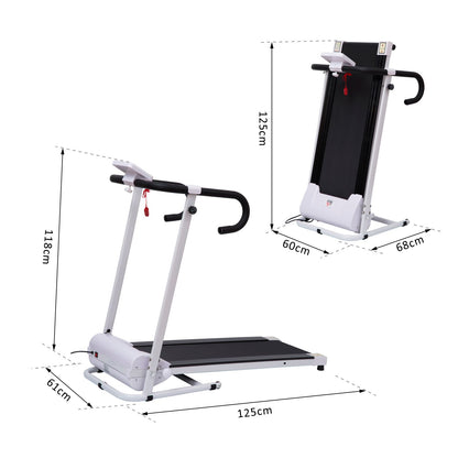Steel Folding Motorized Home Treadmill With LCD Monitor White
