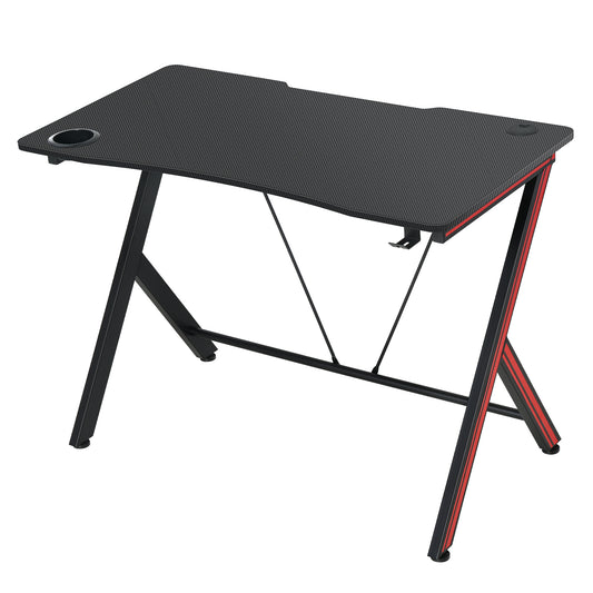 Gaming Computer Desk, Home Office Gamer Table Workstation with Cup Holder and Headphone Hook 120CM