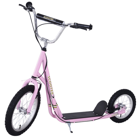 Air Tyre Scooter Adult Teen Push Scooter With Tyres Kids Stunt Scooter Ride On Alloy Wheel Pneumatic Tyres Pink