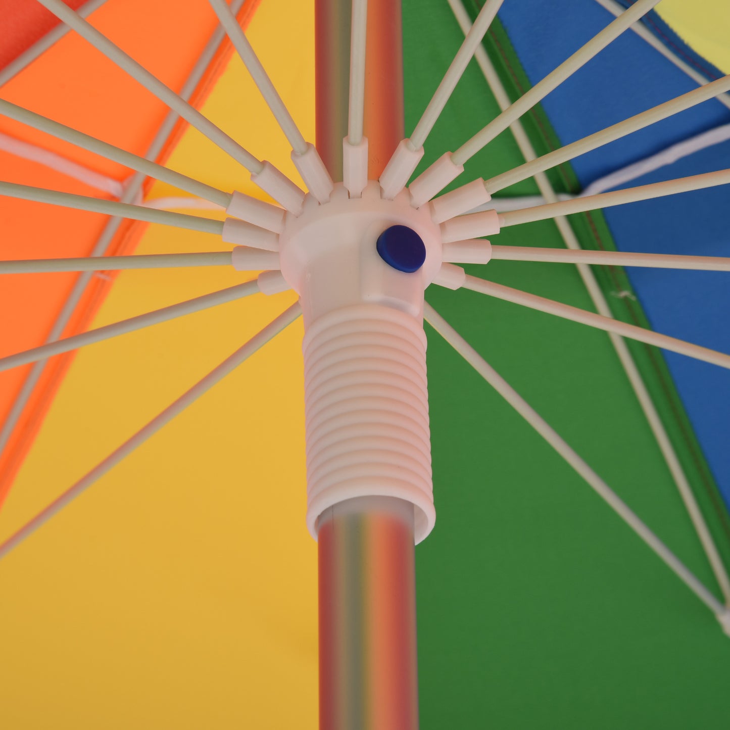 Outsunny Arc. 2.4m Beach Umbrella with Sand Anchor Adjustable Tilt Carry Bag for Outdoor Patio Multicolor