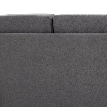 Compact Loveseat Sofa, Modern 2 Seater Sofa for Living Room with Wood Legs and Armrests, Dark Grey