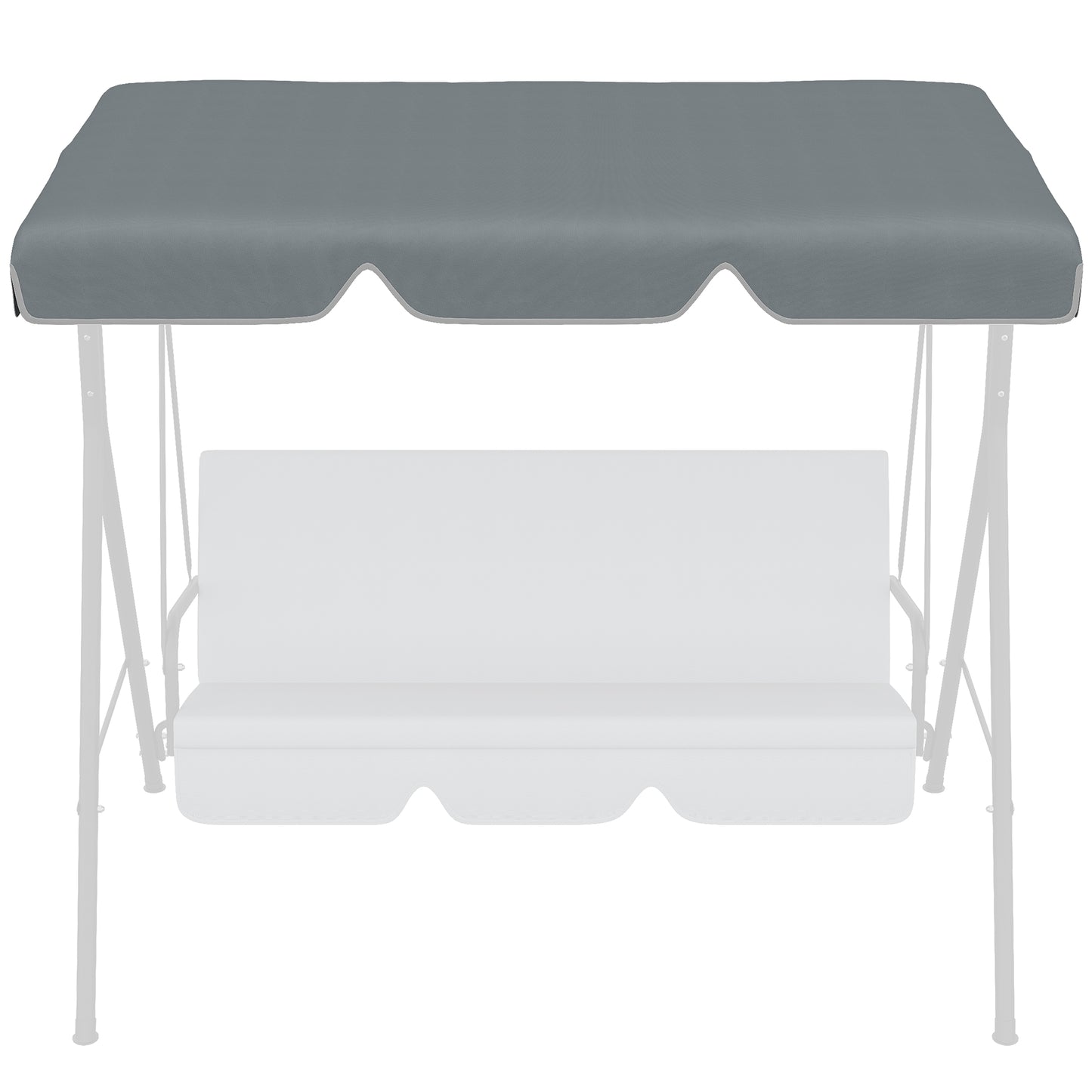 Outsunny Garden Swing Canopy Replacement 2 Seater with Tubular Framework, Swing Seat Replacement Cover, UV50+ Sun Shade (Canopy Only), Dark Grey