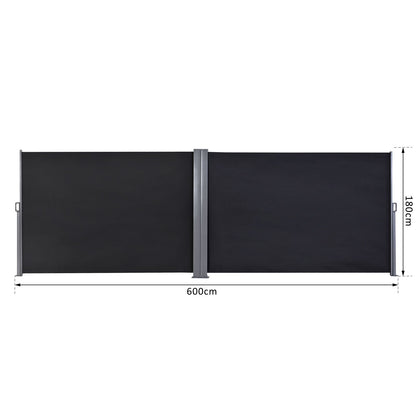 Outsunny Steel Frame Retractable Double Side Awning Grey