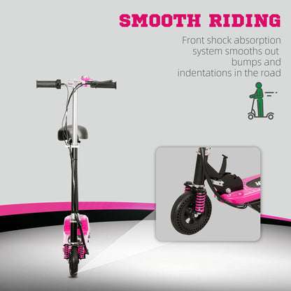 Steel Electric Scooter, Folding E-Scooter with Warning Bell, 15km/h Maximum Speed, for 4-14 Years Old, Pink