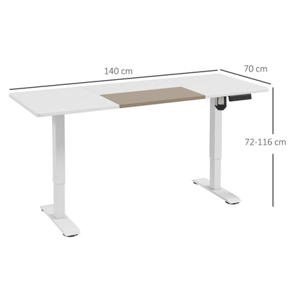 Vinsetto Electric Standing Desk, 140 x 70cm Height Adjustable Sit Stand Desk with 4 Memory Smart Panel, Stand Up Desk for Home Office, White