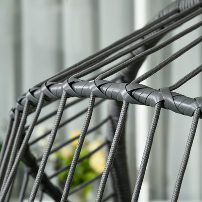 Outsunny Outdoor Patio Hanging Swing Chair, Thick Padded Cushion With Metal Stand, Foldable Basket For Indoor And Outdoor - Grey