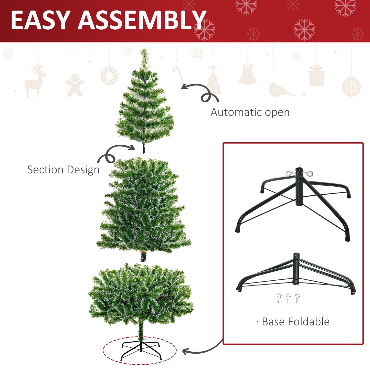 Artificial Christmas Tree 2.1M With Metal Stand