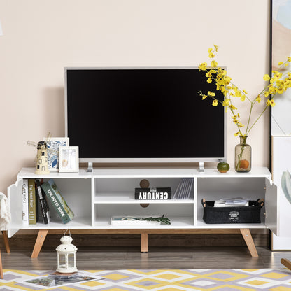 Particle Board 4-Compartment Media Tv Unit StandWhite