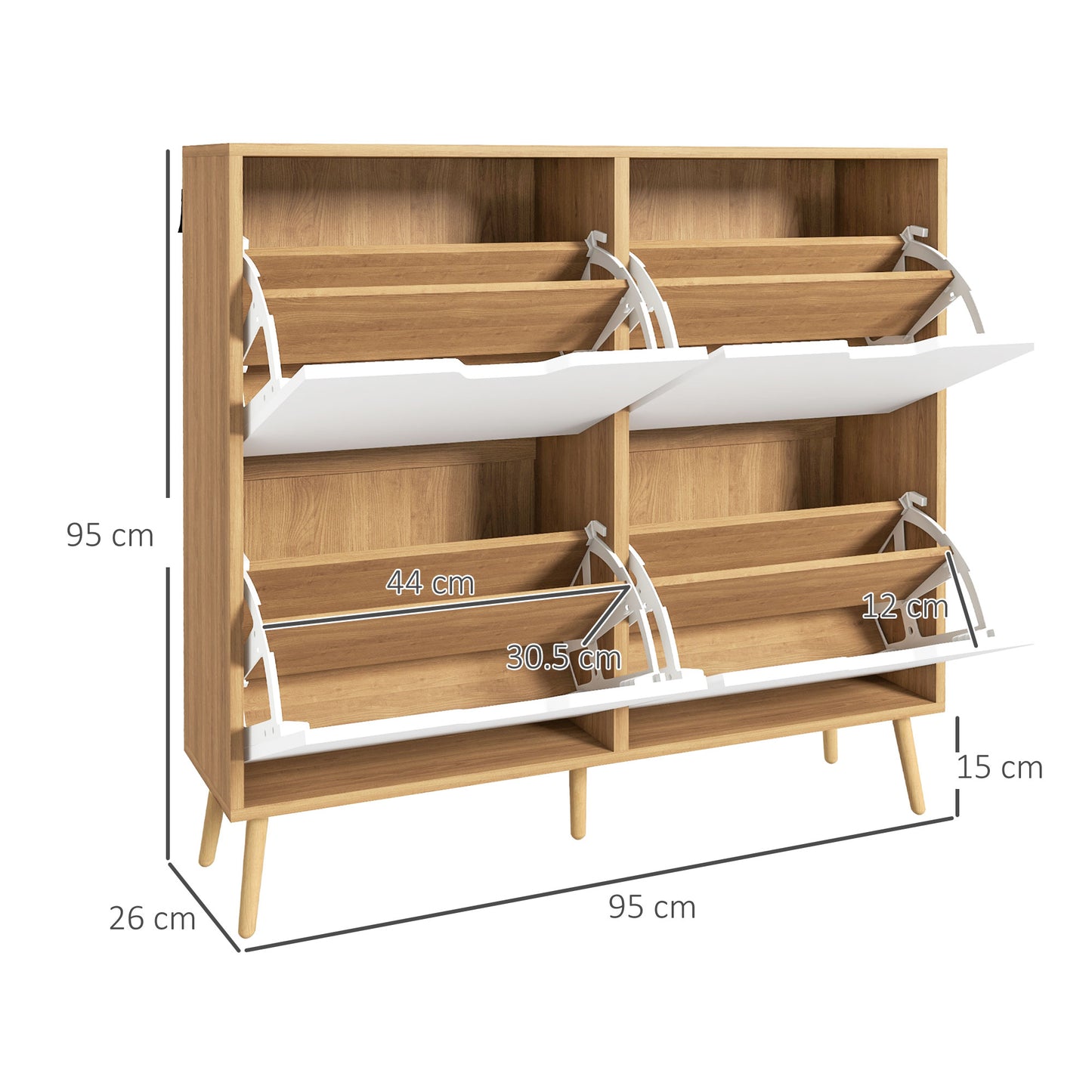 Shoe Storage Cabinet, 4 Flip Drawers, Shoe Organizer for 16 Pairs of Shoes, Natural