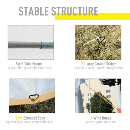 Outsunny 8m x 4m Garden Gazebo Marquee Party Tent Wedding Portable Garage Carport Event Shelter Car Canopy Heavy Duty Steel Frame