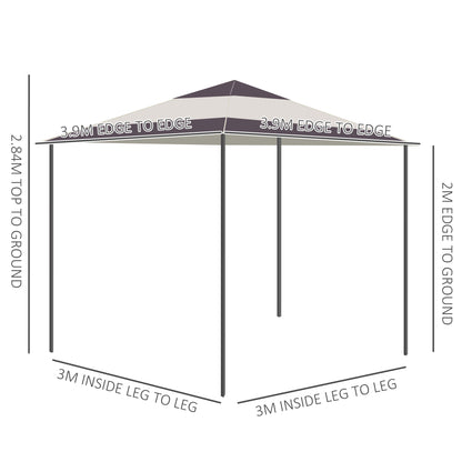 Outsunny 4 x 4m Pop-up Canopy Gazebo Tent with Roller Bag & Adjustable Legs Outdoor Party, Steel Frame, Brown