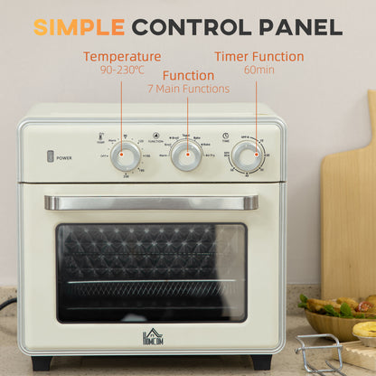 Retro Style 7-in-1 Toaster Oven, 20L 4-Slice Convection Oven with Warm, Broil, Toast, Bake, Air Fryer, 60min Timer and Adjustable Thermostat