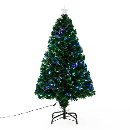 Prelit Christmas Tree Artificial Tree, Metal Base, Pre-Lit, 1.2m