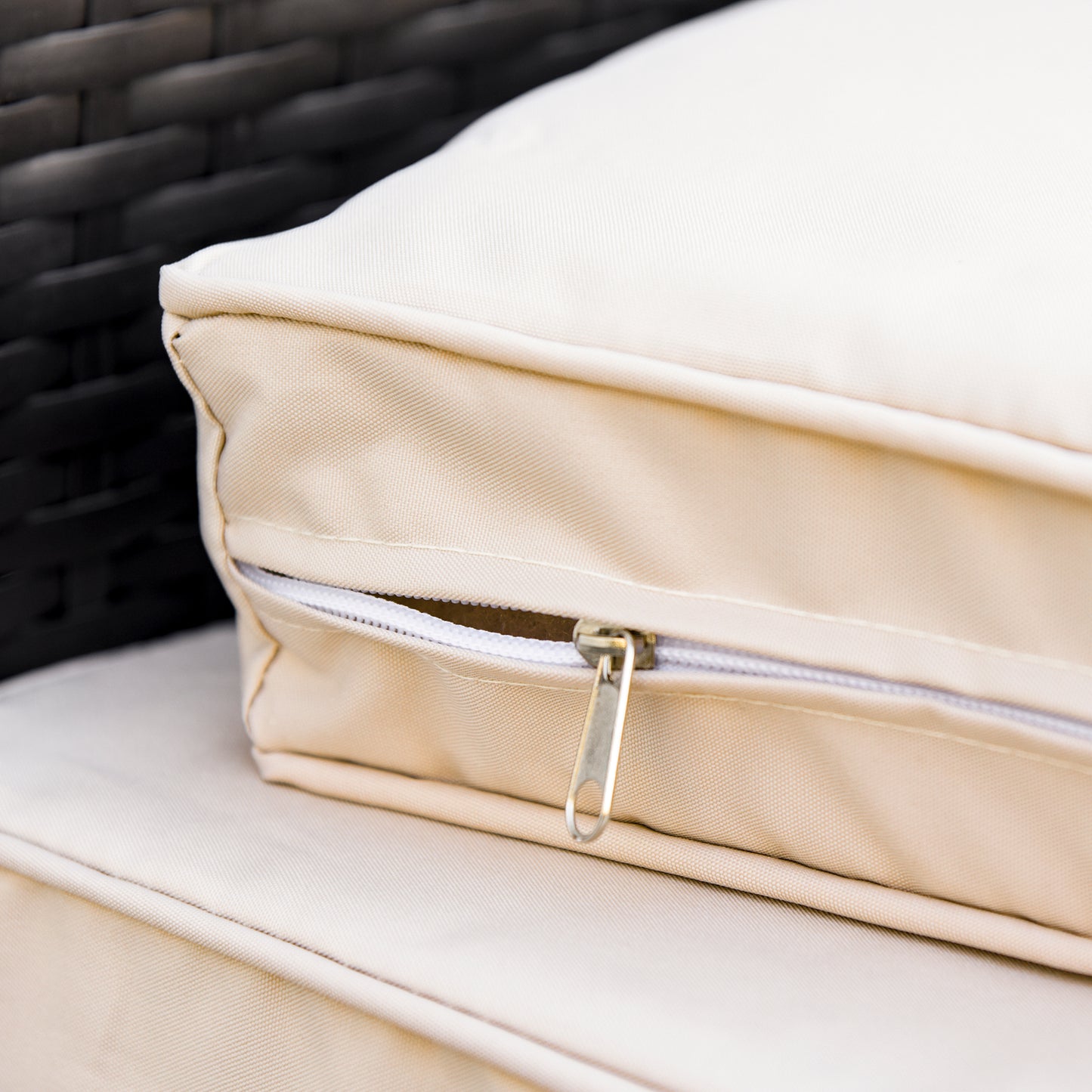 Outsunny 7 Piece Garden Rattan Furniture Set Outdoor Sectional Wicker Weave Sofa Seat Coffee Table w/ Cushion and Pillow Buckle Structure Dark Coffee