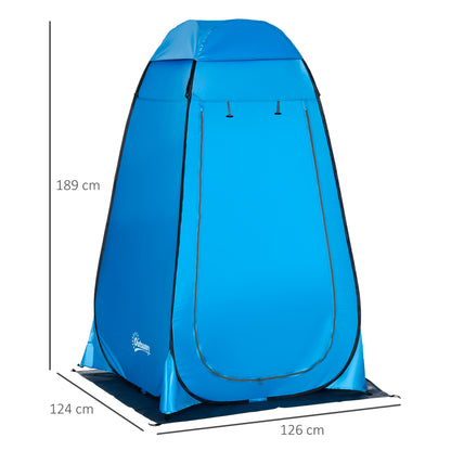 Outsunny Camping Shower Tent Pop Up Toilet Privacy for Outdoor Changing Dressing Bathing Storage Room Tents, Portable Carrying Bag for Hiking, Blue