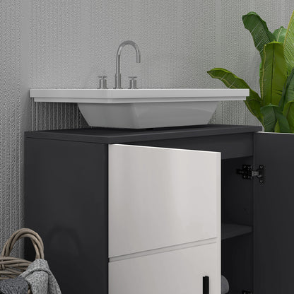 Kleankin Under Sink Cabinet, Bathroom Vanity Unit, Floor Basin Storage Cupboard with Double Doors and Shelf, 60 x 30 x 60 cm, Light Grey
