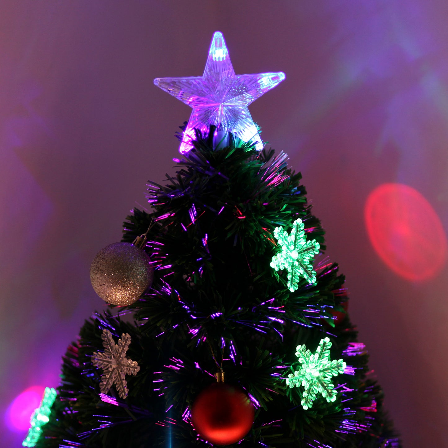 3ft Fibre Optic Christmas Tree 90cm With Showflakes, Green