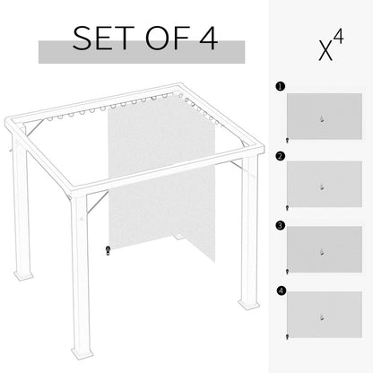 Outsunny 4 Pack Universal Gazebo Replacement Sidewalls Privacy Panel for Most 3 x 3m Gazebo Canopy Pavilion Outdoor Shelter Curtains Beige