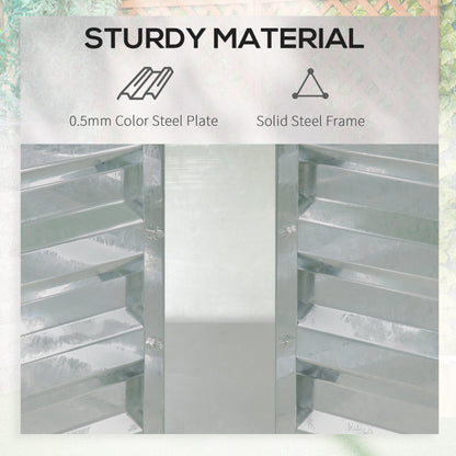 Raised Garden Bed w/ Greenhouse, Steel Planter Box w/ Plastic Cover, Roll Up Window, Dual Use for Flowers, Herbs, 185L x 95W x 92H cm, Green