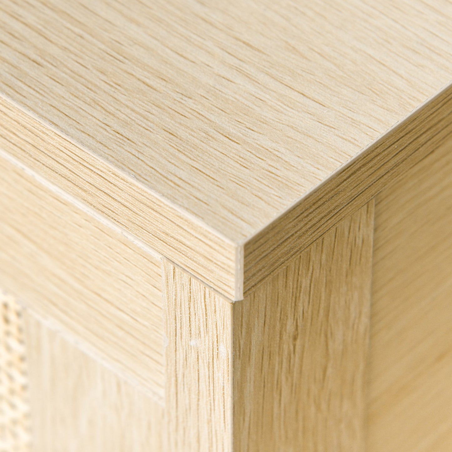 Nightstand with Rattan Drawer and Storage Shelf, Bedside End Table for Bedroom, Living Room Organizer