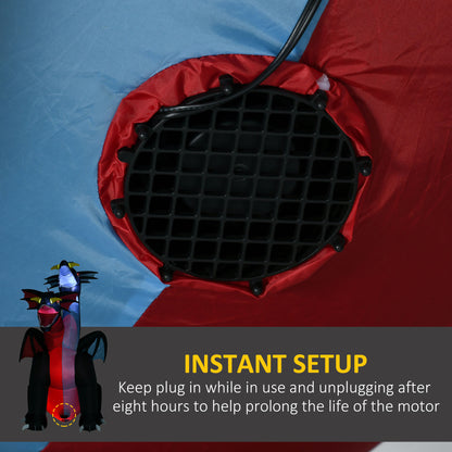 7FT Tall Halloween Inflatable Dragon with 2 Heads and LED Lights, Blow Up Halloween Party Decoration for Indoor Outdoor Yard Lawn Garden