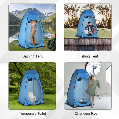 Outsunny Camping Shower Tent Pop Up Toilet Privacy for Outdoor Changing Dressing Bathing Storage Room Tents, Portable Carrying Bag for Hiking, Blue