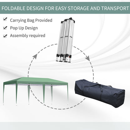 Outsunny Pop Up Gazebo, Double Roof Foldable Canopy Tent, Wedding Awning Canopy w/ Carrying Bag, 6 m x 3 m x 2.65 m, Green