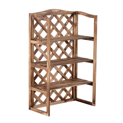 Outsunny 3-Tier Wooden Flower Stand Plant Holder Shelf Display Rack Pots Storage Outdoor Indoor  75 x 38 x 120cm