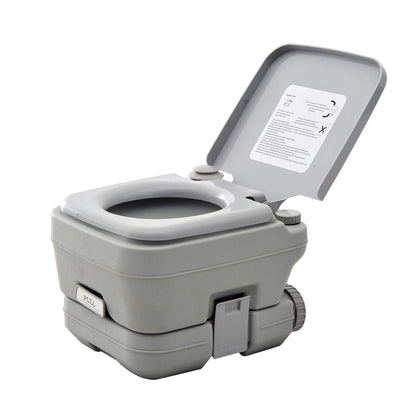 Portable Travel Toilet Outdoor Camping Picnic with 2 Detachable Tanks & Push-button Operation, Grey 10L