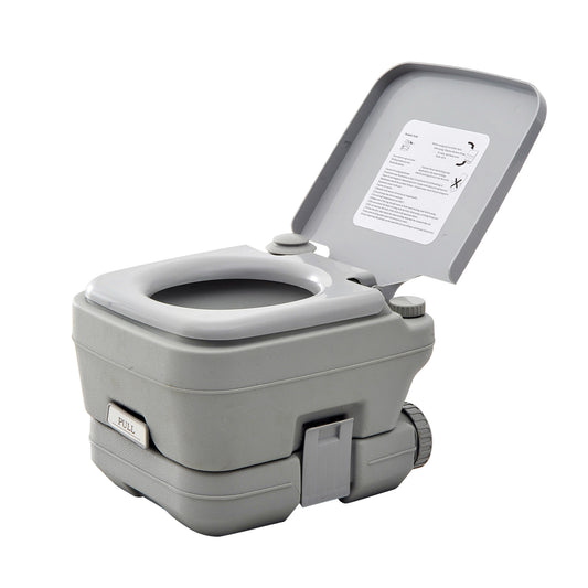 Portable Travel Toilet Outdoor Camping Picnic with 2 Detachable Tanks & Push-button Operation, Grey 10L