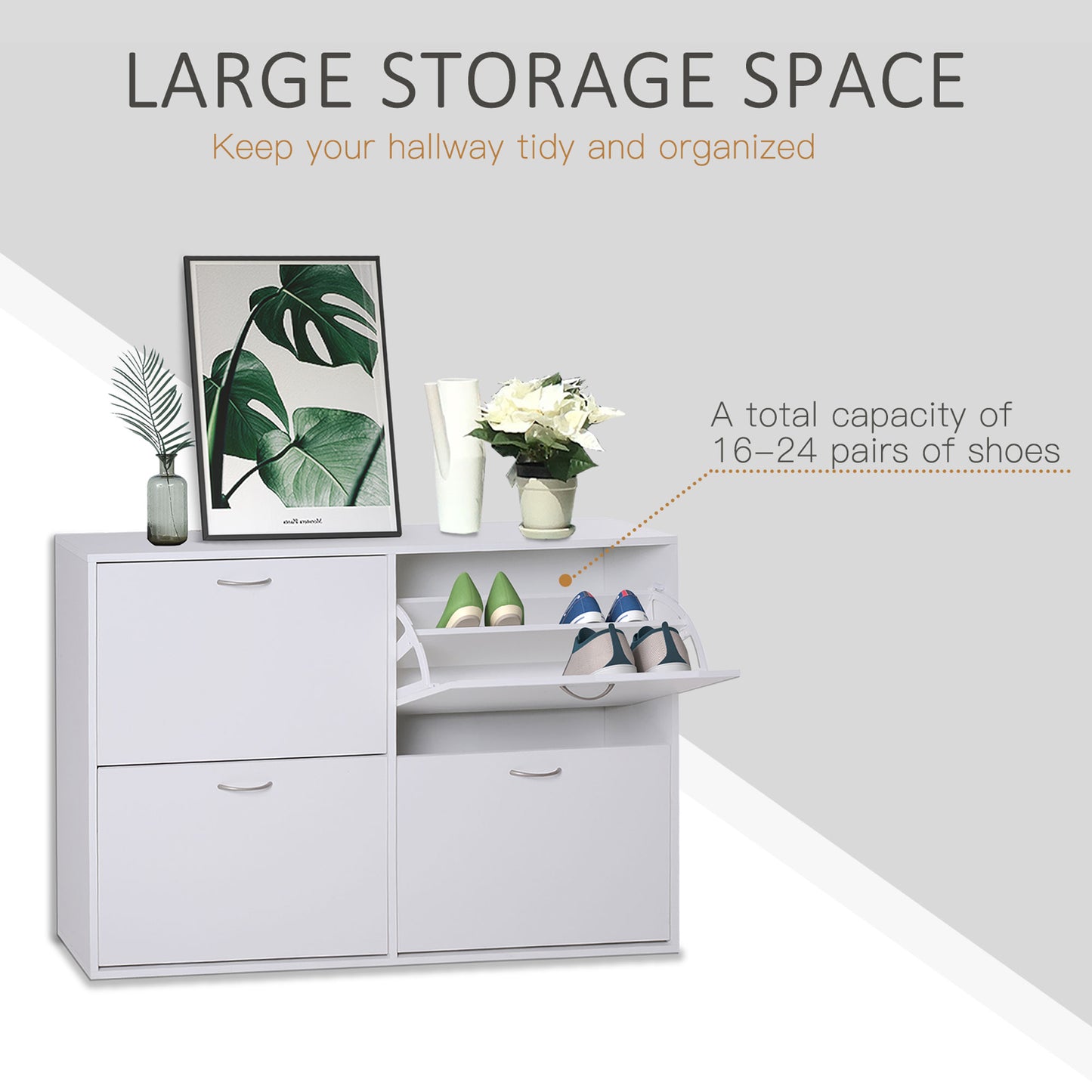 Shoe Cabinet Storage Organiser Holder Store 120Lx24Wx81H cm, Particle Board - White