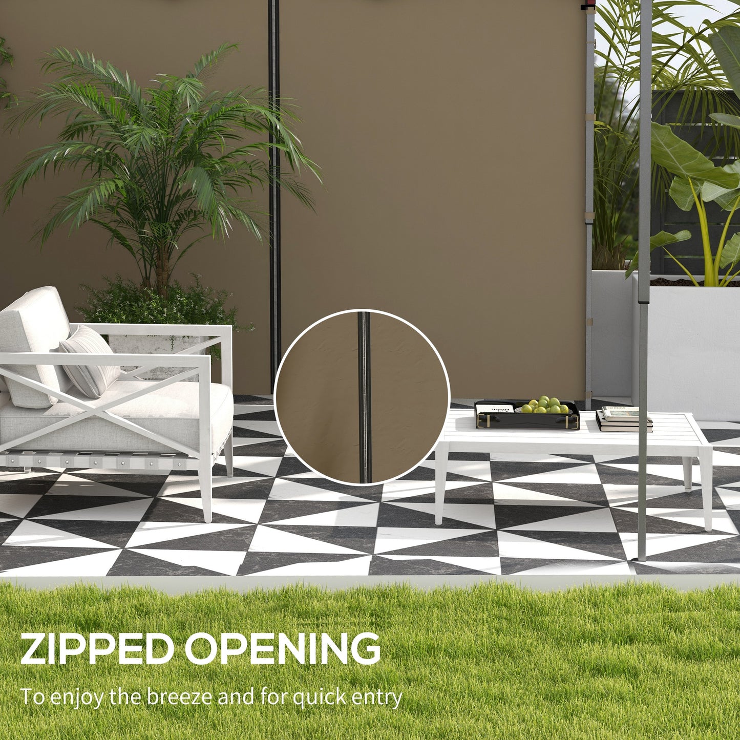 Outsunny Gazebo Side Panels, 2 Pack Sides Replacement, for 3x3(m) or 3x6m Pop Up Gazebo, with Zipped Doors, Beige