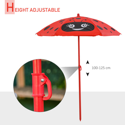 Outsunny Kids Folding Picnic Table and Chairs Set Ladybug Pattern Outdoor w/ Parasol